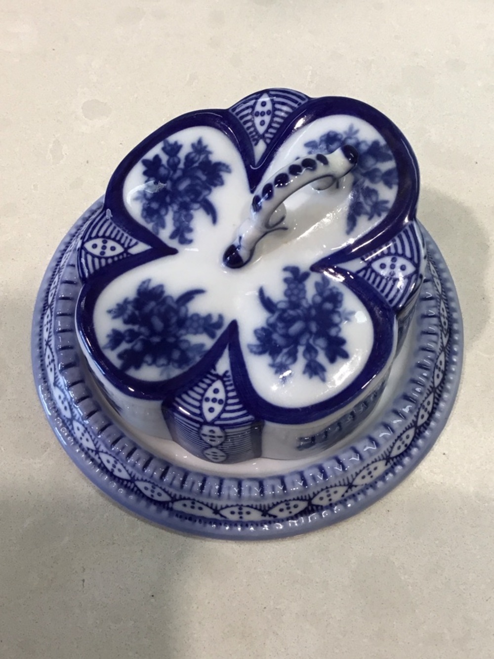 Halcyon Days Enamels Roses and Tulips Gzhel porcelain bowl with lid